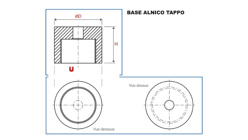 Bases magnétiques bouchon AlNiCo